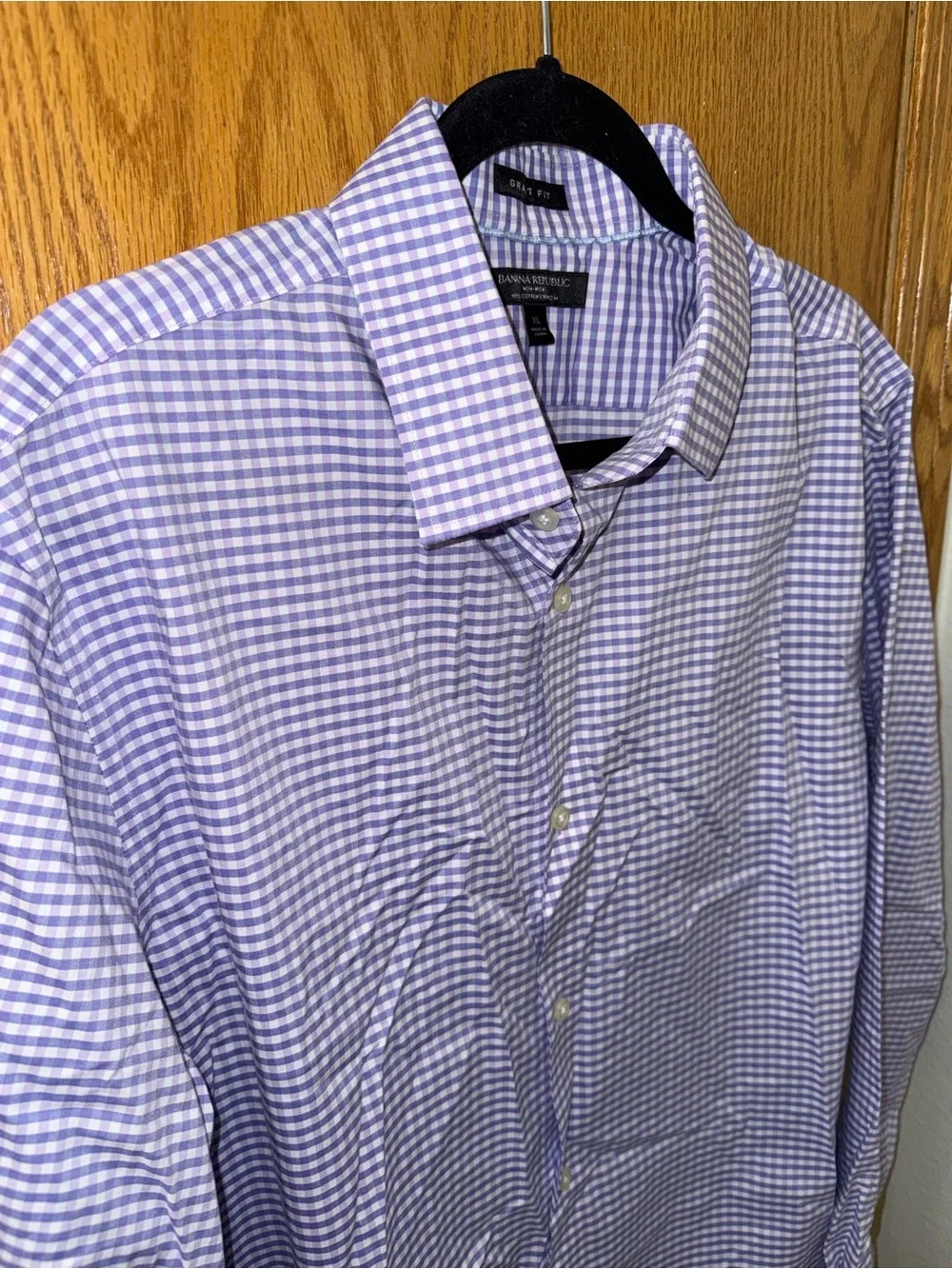Banana Republic Grant Fit Men's Lilac Gingham Button-Down Shirt Size XL
